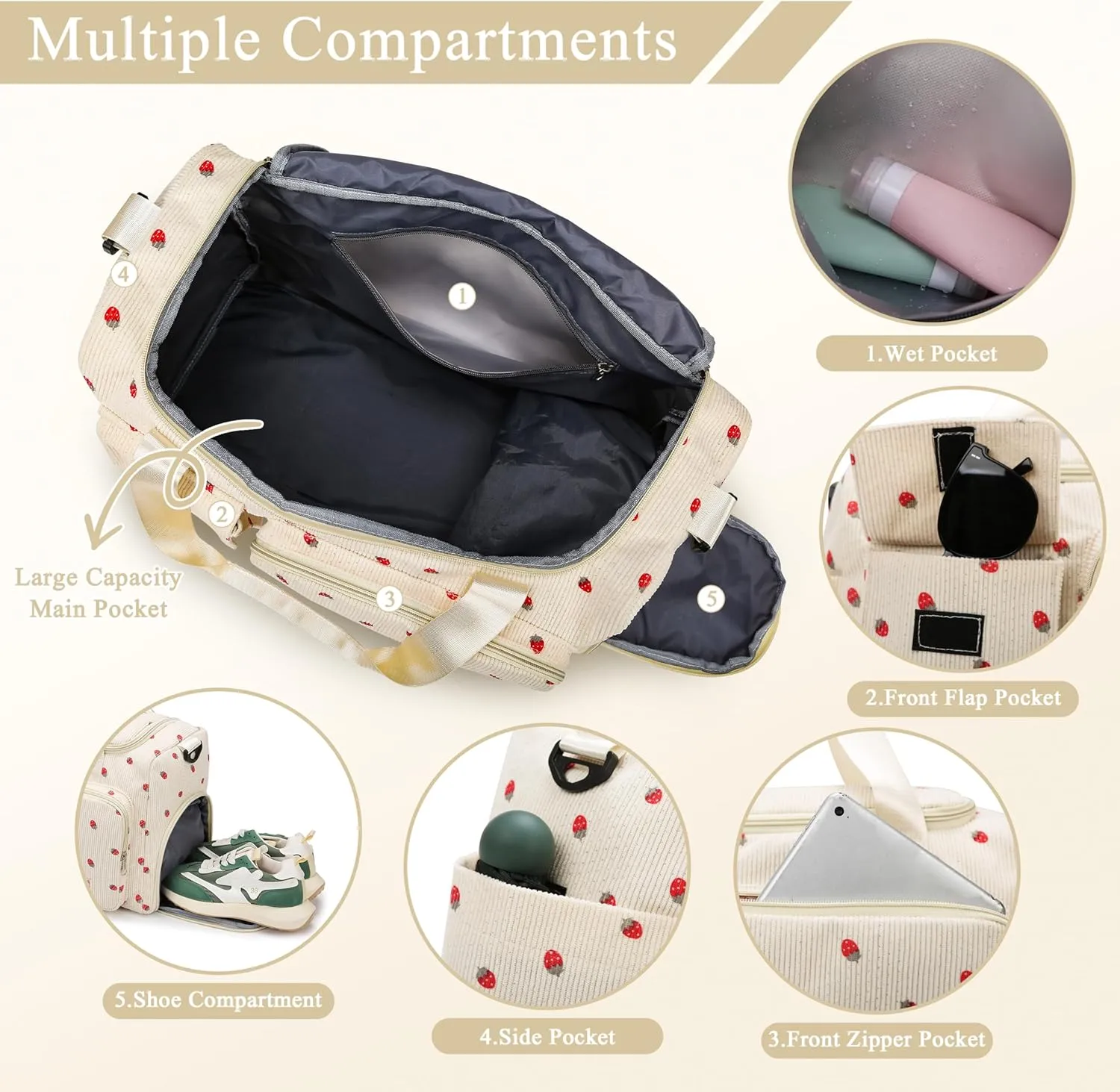 Small Gym Bags for Women, Travel Duffle Bag with Shoes Compartment, 4 in 1 Carry on Weekender Overnight Bag with Dry Wet Separated Pocket, Sport Gym Tote Bag for Yoga, Dance, Swimming, Workout, Ballet
