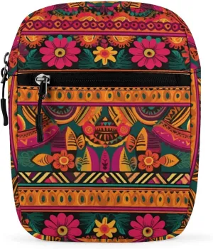 Small Satchel, Mexican Folk Art Boho Print Crossbody Bag Casual Crossbody Bag Detachable Strap Bag Daily Use Satchel Functional Handbag