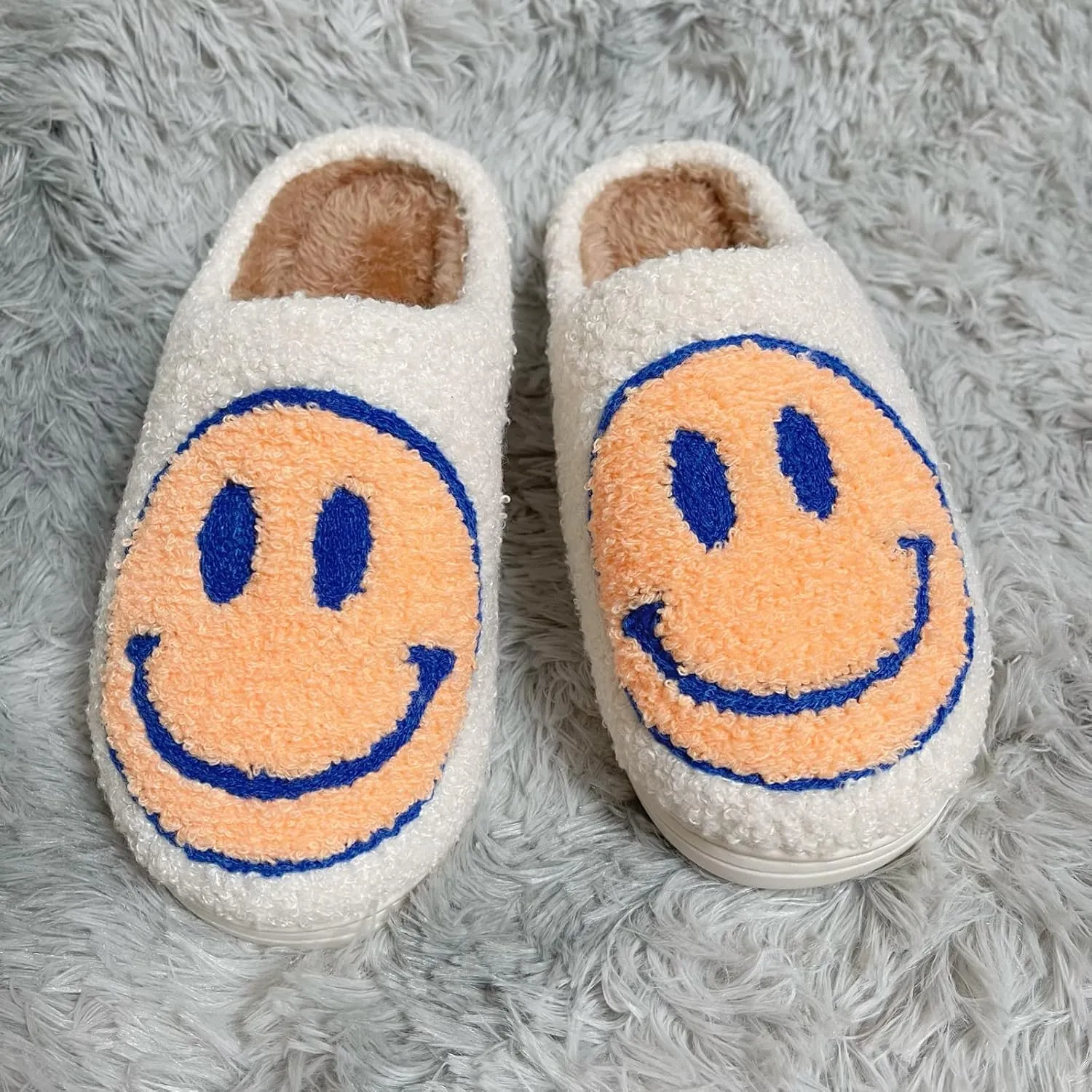 Smile Face Slippers Women Men Toddlers House Slippers for Kids Waterproof Sole Fuzzy Slide Boys Girls Slip-on Shoes for Women