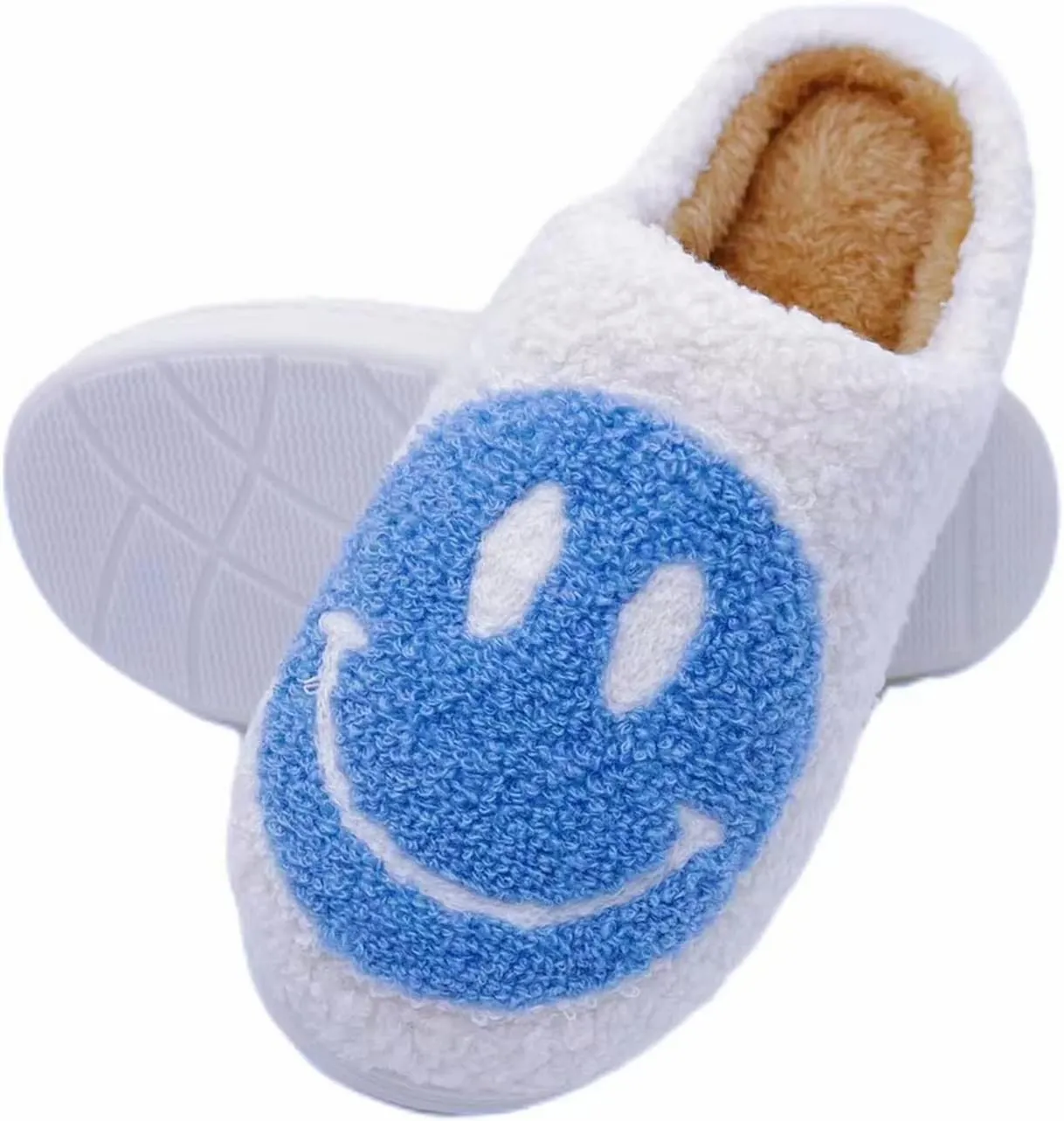 Smile Face Slippers Women Men Toddlers House Slippers for Kids Waterproof Sole Fuzzy Slide Boys Girls Slip-on Shoes for Women