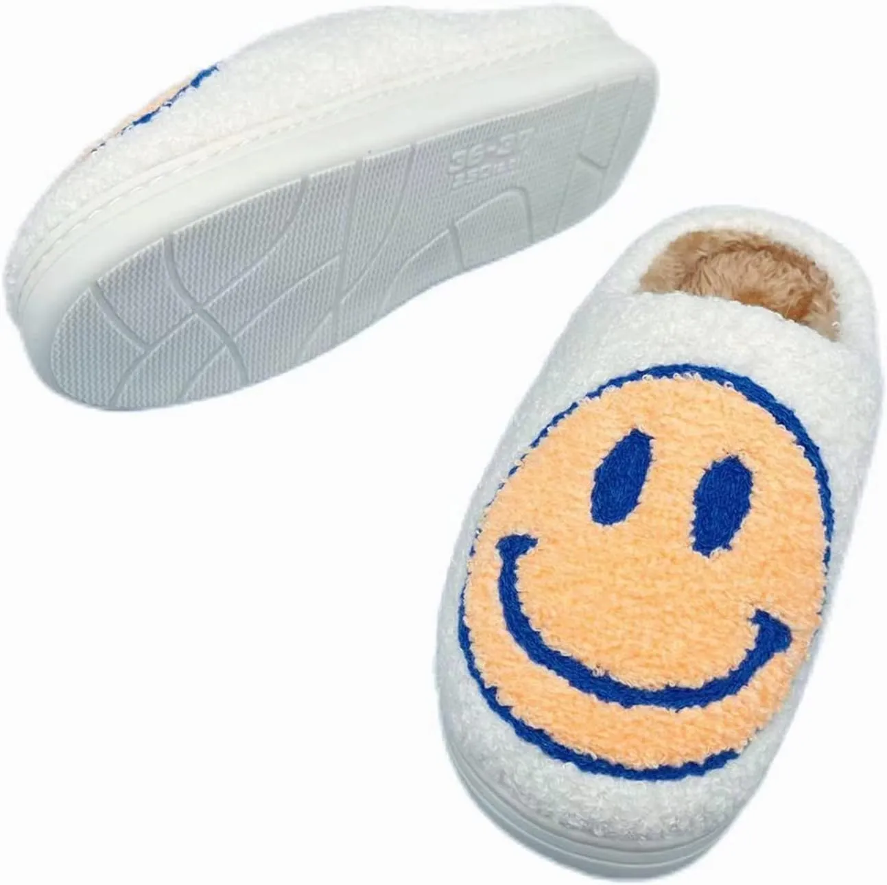 Smile Face Slippers Women Men Toddlers House Slippers for Kids Waterproof Sole Fuzzy Slide Boys Girls Slip-on Shoes for Women