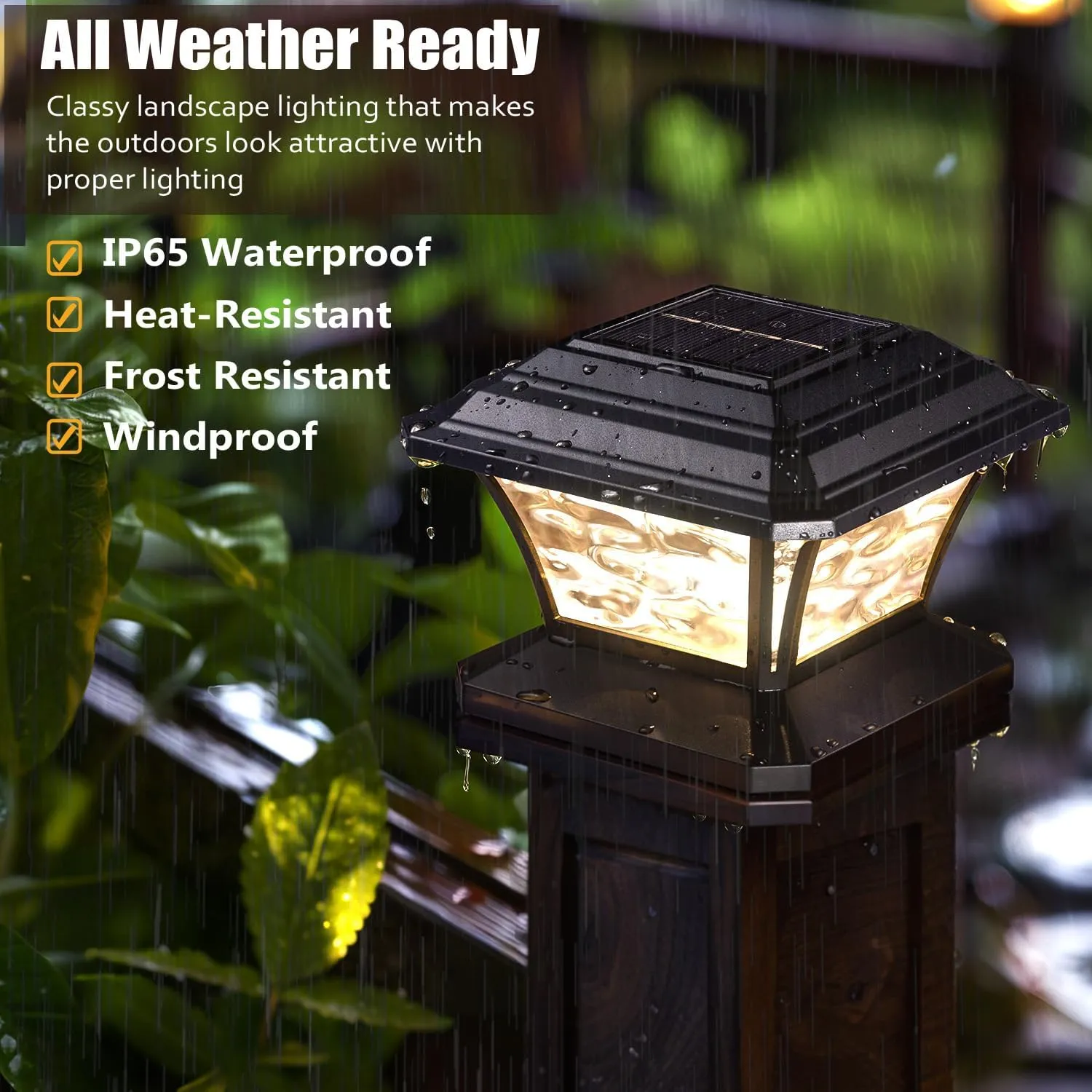 Solar Post Cap Lights, Warm White & RGB Automatic Cycling & Fixed RGB Color, 9 Colors to Choose, 20 Lumens lP65 Waterproof Fit 3.5x3.5 4x4 4.5x4.5 5x5 Wood Post Lights Black (12 Pack)