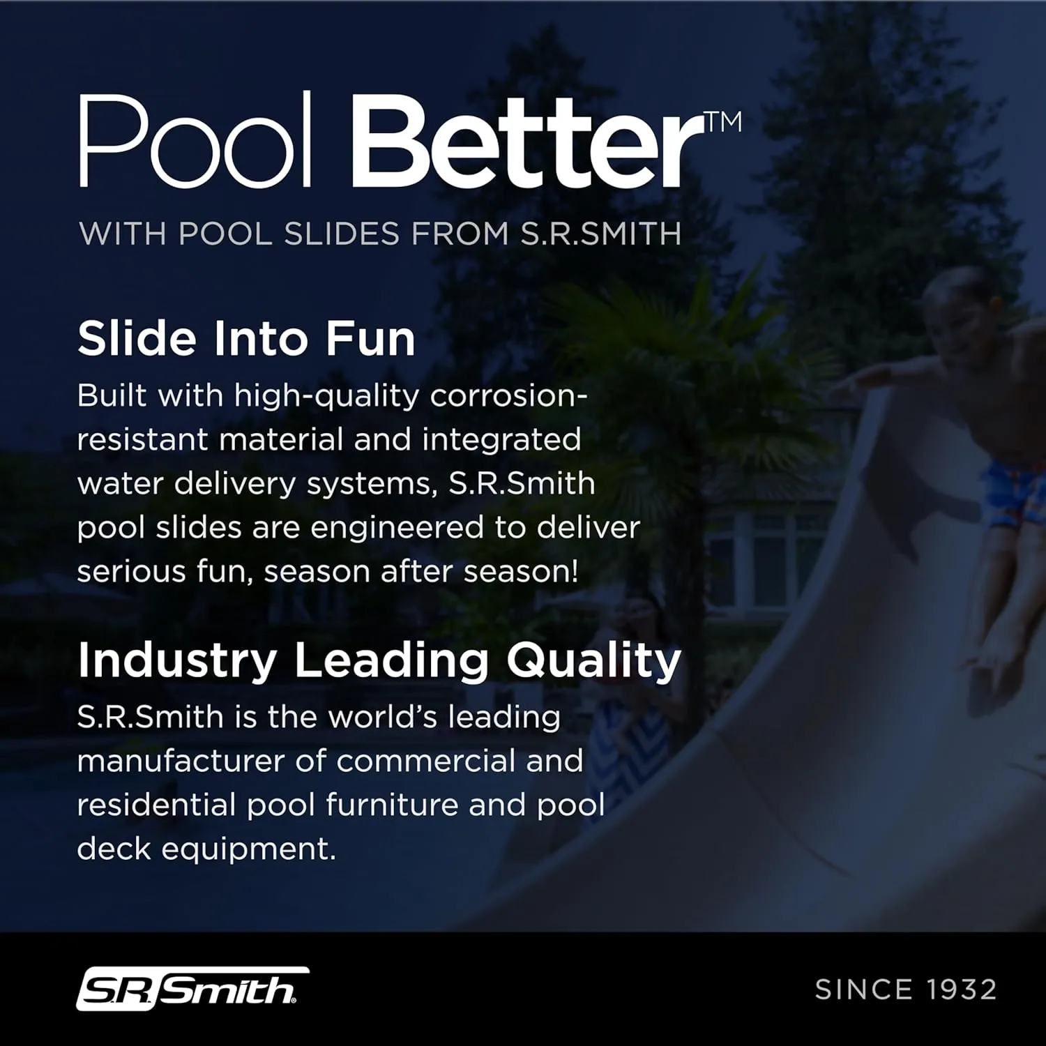 S.R. Smith 670-209-58224 Typhoon Left Curve Pool Slide, Gray Granite