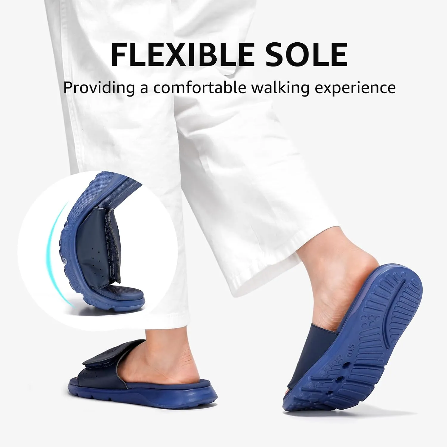 STQ Orthopedic Slides for Womens Arch Support Memory Foam Sandals with Adjustable Hook and Loop for Post Sport Pain Relief