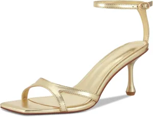 Strappy Heels for Women Stiletto Heels Summer Wedding Sandal Kitten Square Toe Black Nude Gold