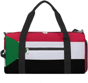 Sudan Flag Gym Bag for Men Women with Shoe Compartment Waterproof Sports Travel