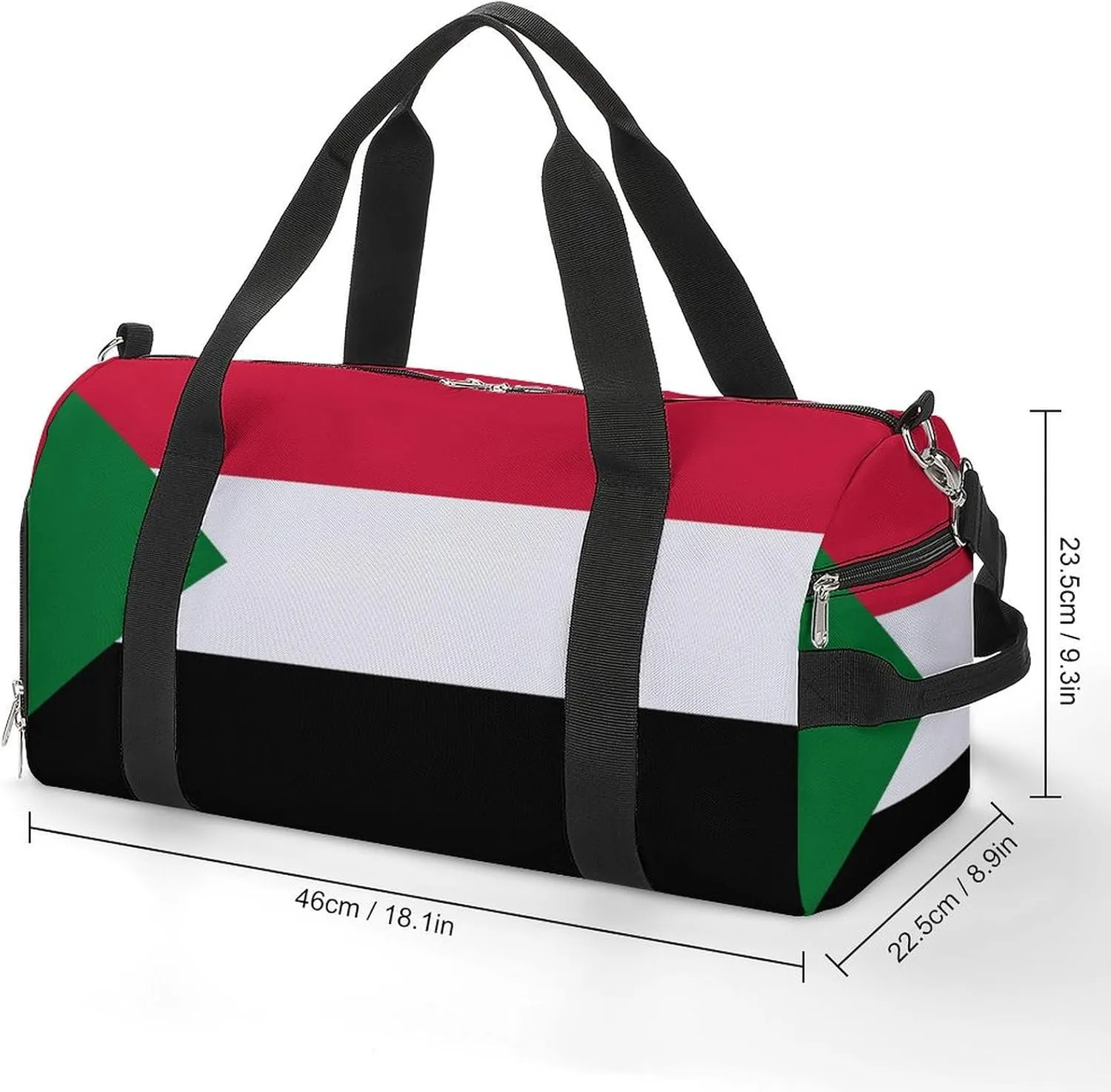 Sudan Flag Gym Bag for Men Women with Shoe Compartment Waterproof Sports Travel