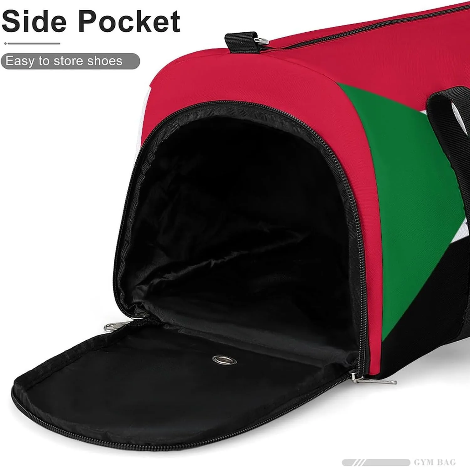 Sudan Flag Gym Bag for Men Women with Shoe Compartment Waterproof Sports Travel
