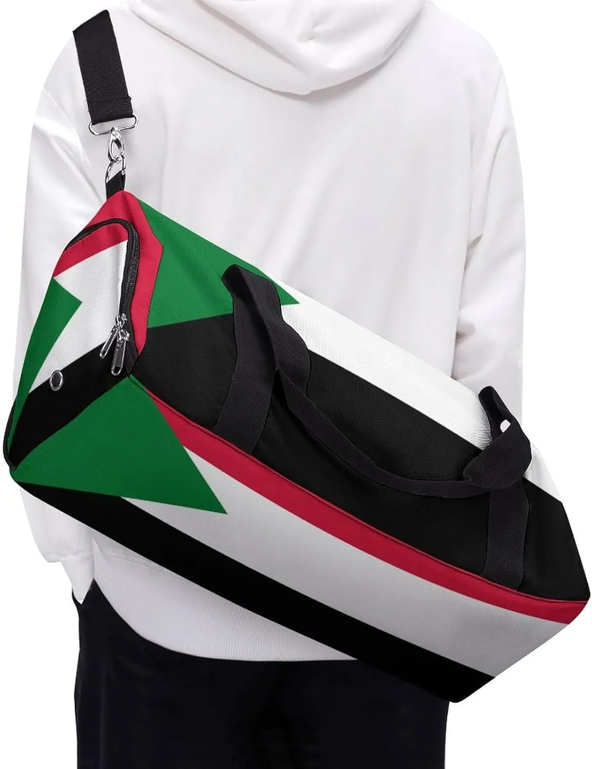 Sudan Flag Gym Bag for Men Women with Shoe Compartment Waterproof Sports Travel