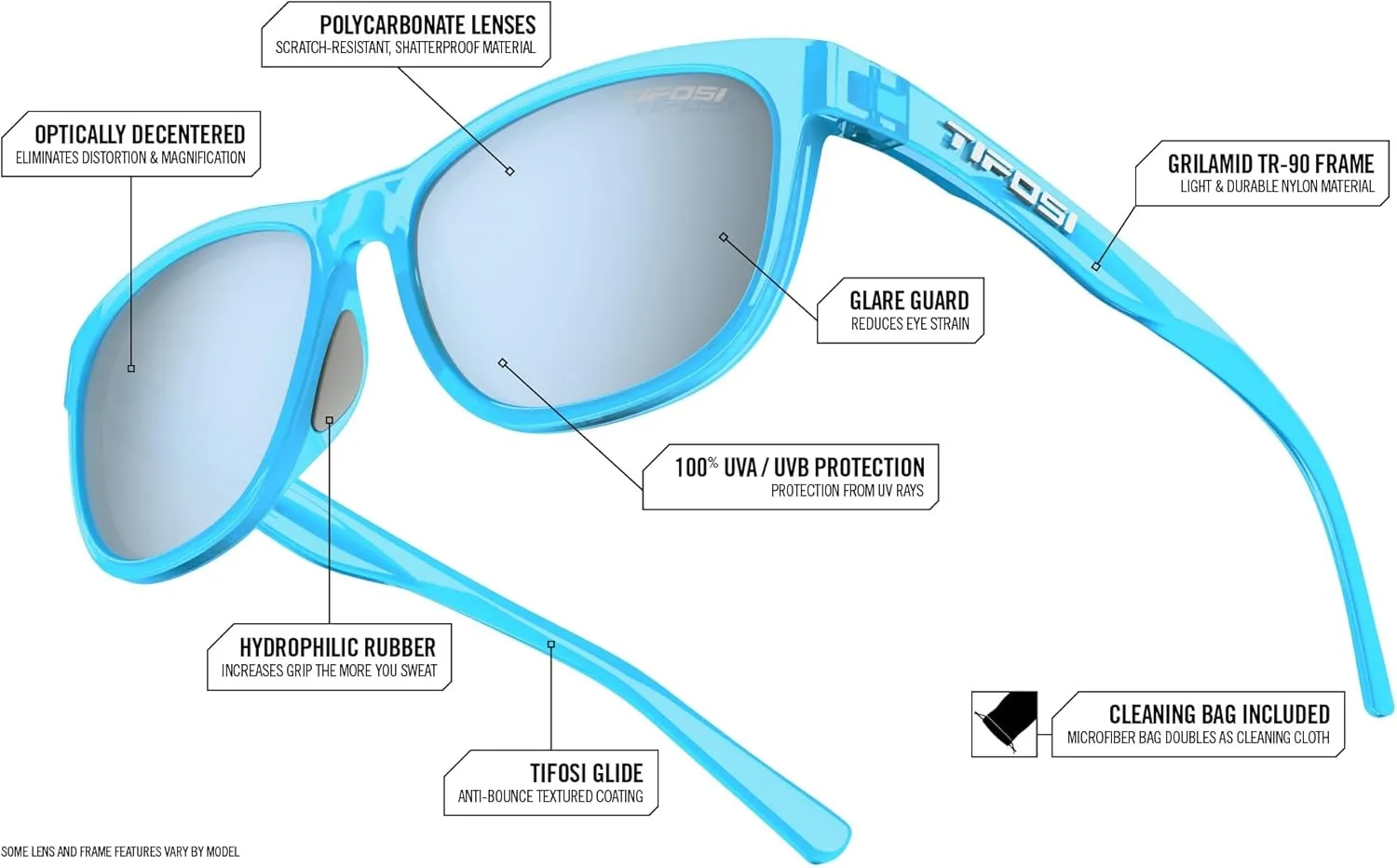 Swank Sport Sunglasses - Tangle Free - Ideal For Cycling, Golf, Hiking, Pickleball, Running and Great Lifestyle Look