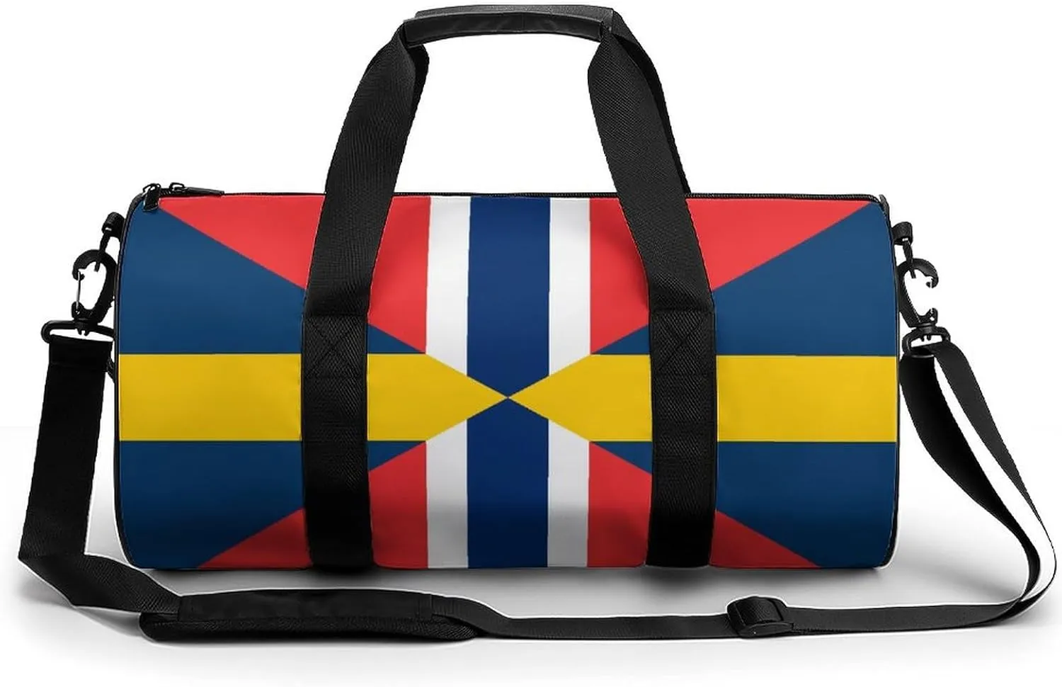 Sweden Norway Union Flag Gym Bag Sports Duffle Bags for Men Women Travel Swimming Fitness with Shoe And Wet Compartment