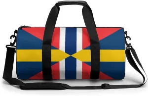 Sweden Norway Union Flag Gym Bag Sports Duffle Bags for Men Women Travel Swimming Fitness with Shoe And Wet Compartment