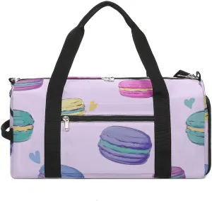 Sweets of Macaron Fitness Large Gym Bag for Unisex with Shoe Compartment & Wet Pocket