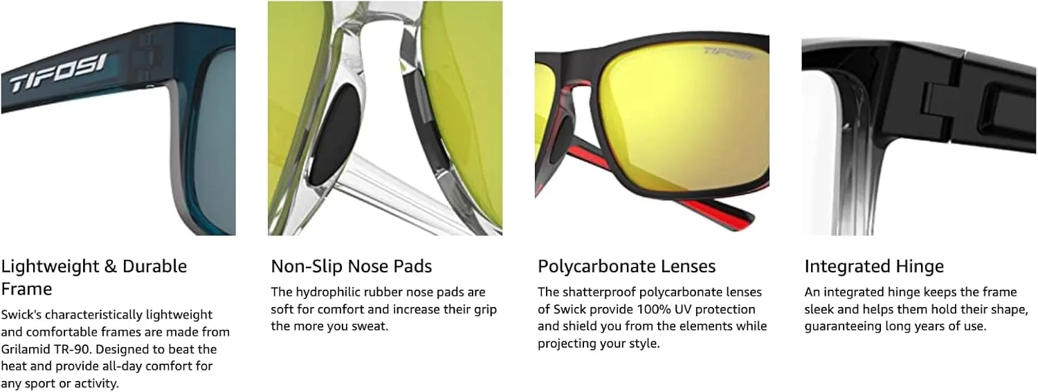 Swick Sport Sunglasses - Ideal For Cycling, Golf, Hiking, Pickleball, Running, Tennis and Great Lifestyle Look