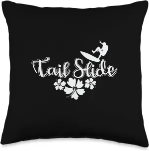 Tail Slide Surfing Throw Pillow, 16x16, Multicolor
