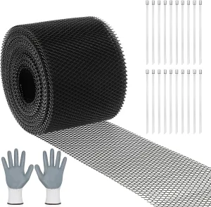 Tandefio Gutter Guard Aluminum Guards Mesh Filter Gutter Cover DIY Screen Protection Netting Roll with 20 Fixed Cable Tie and Anti Scratch Gloves for Leaves Twigs(5 Inch X 60 Feet,Black)