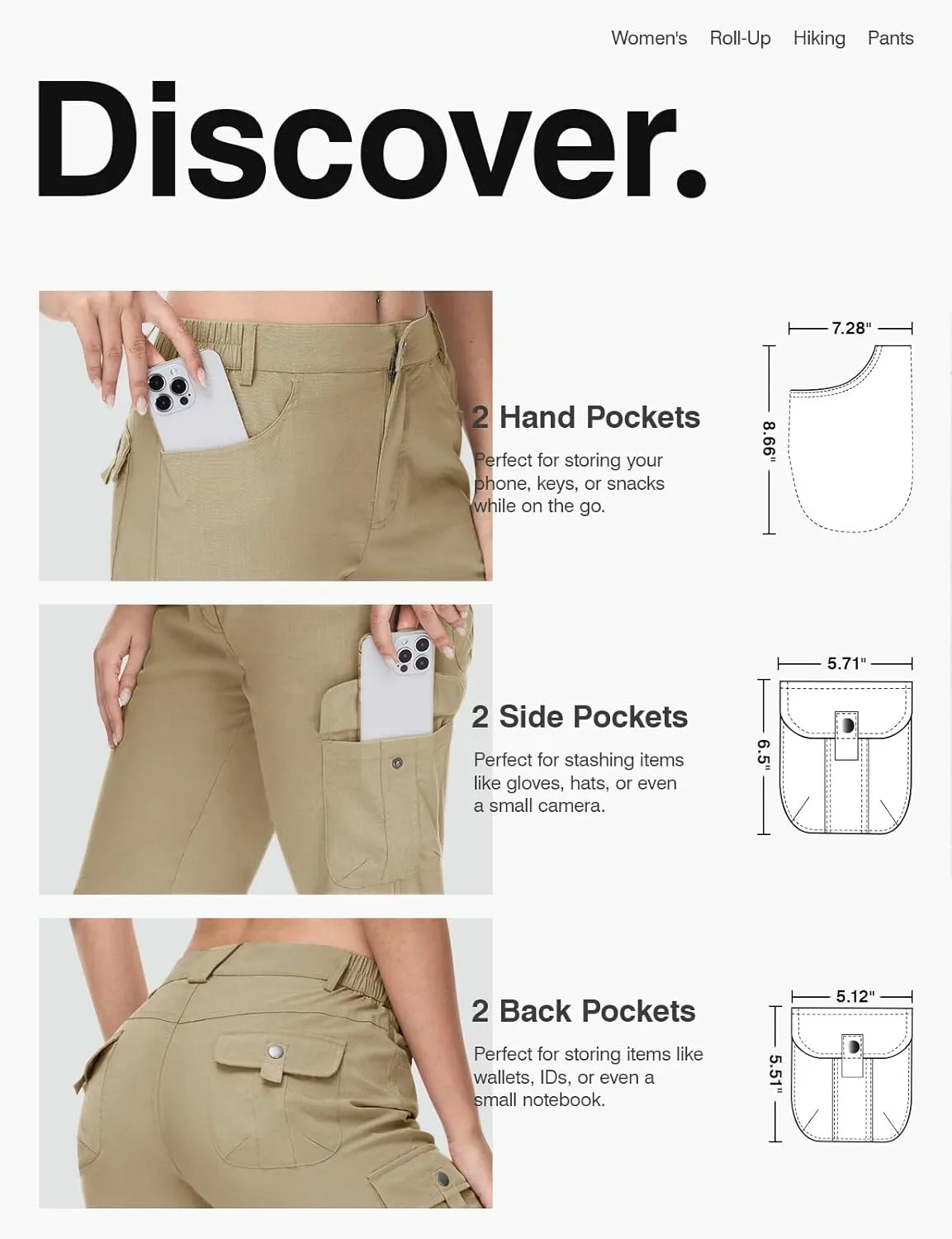 TBMPOY Women's Hiking Pants Quick Dry Convertible Lightweight Roll Up Cargo Pockets Travel Essentials Waterproof Work