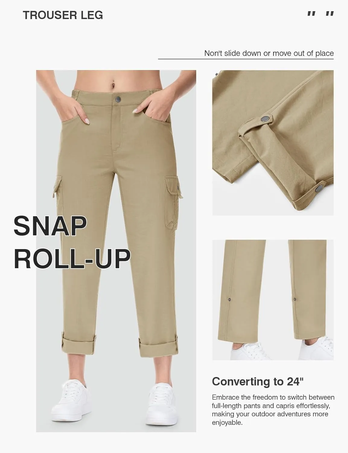 TBMPOY Women's Hiking Pants Quick Dry Convertible Lightweight Roll Up Cargo Pockets Travel Essentials Waterproof Work