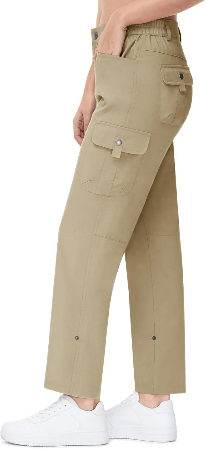 TBMPOY Women's Hiking Pants Quick Dry Convertible Lightweight Roll Up Cargo Pockets Travel Essentials Waterproof Work