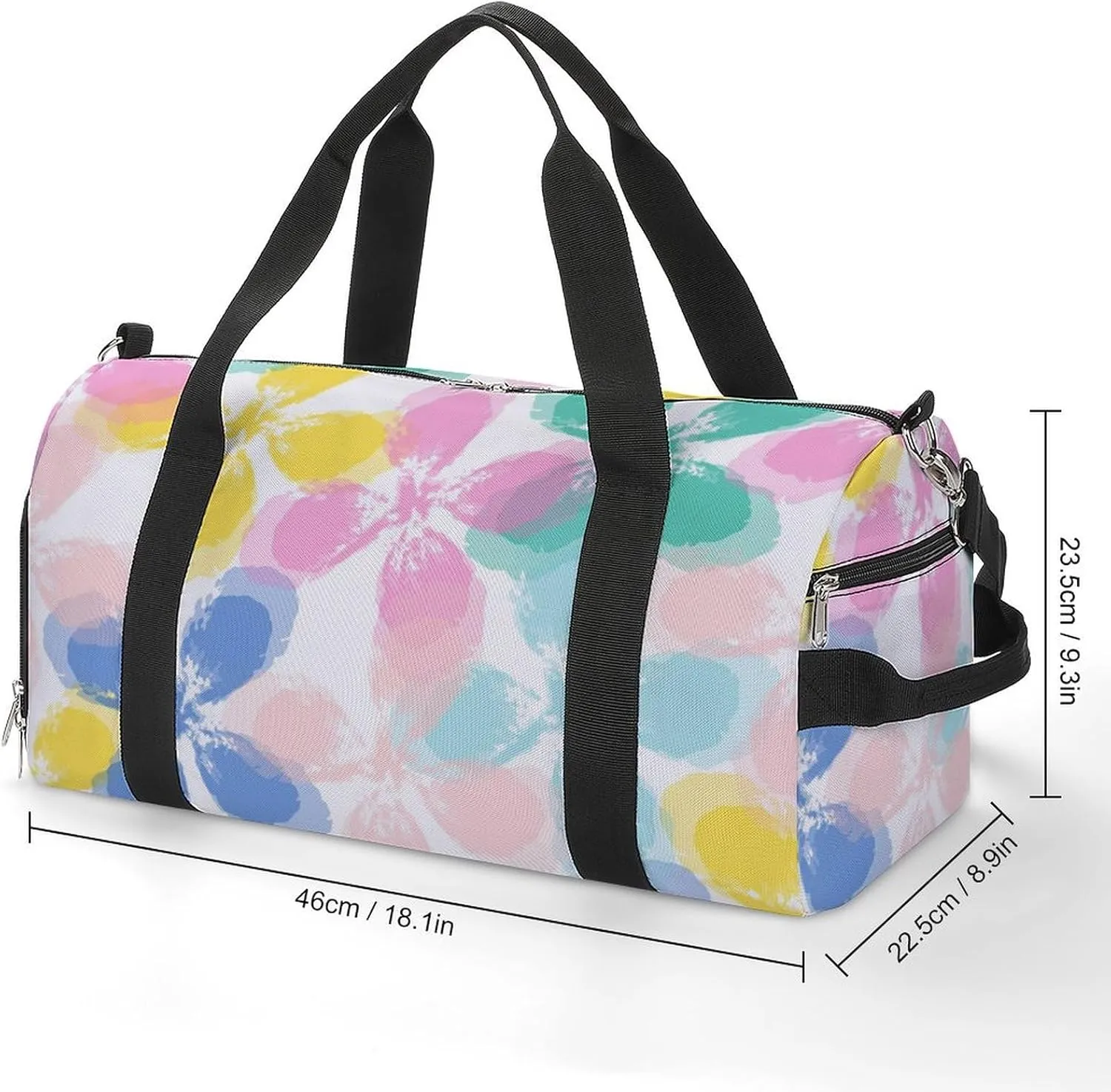 Tie Dye Leaf And Flower Fitness Large Gym Bag for Unisex with Shoe Compartment & Wet Pocket