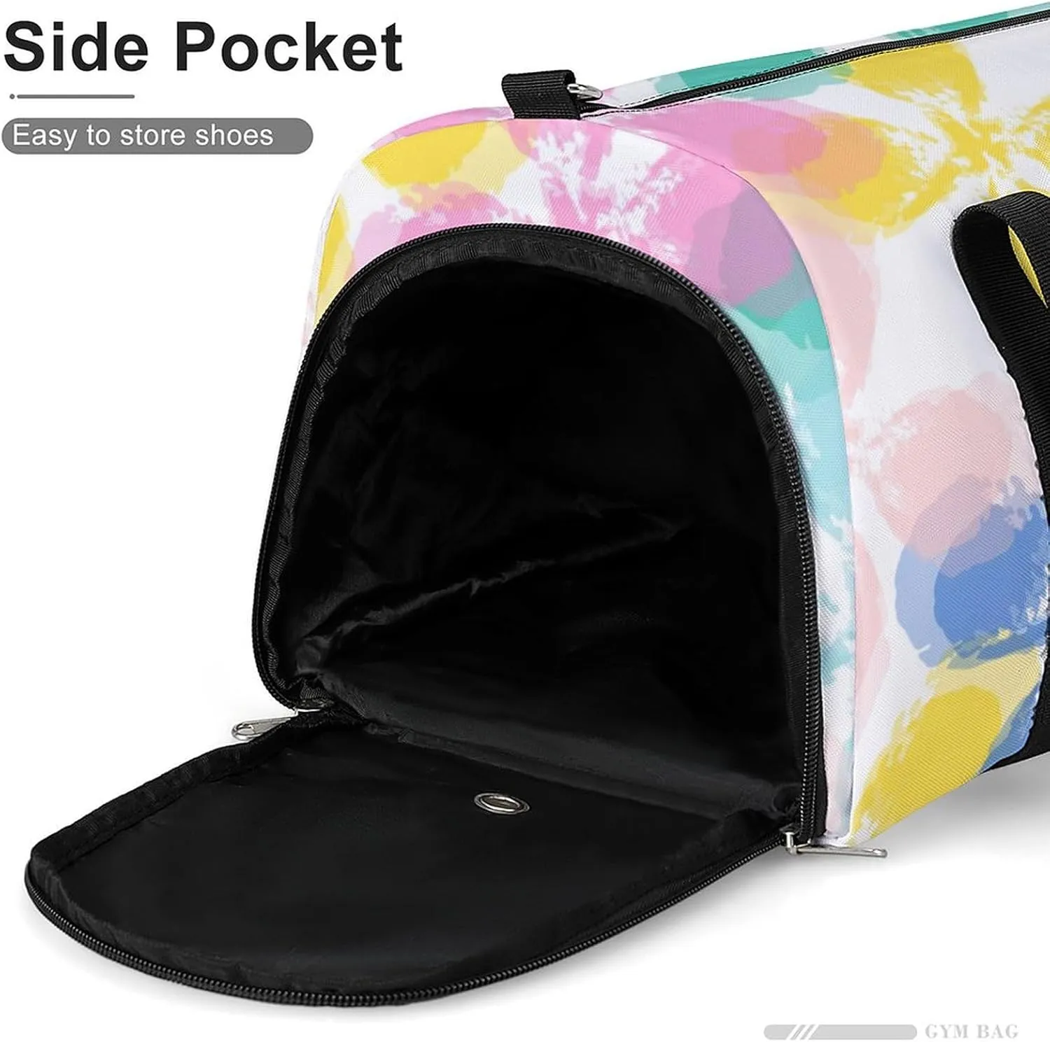 Tie Dye Leaf And Flower Fitness Large Gym Bag for Unisex with Shoe Compartment & Wet Pocket