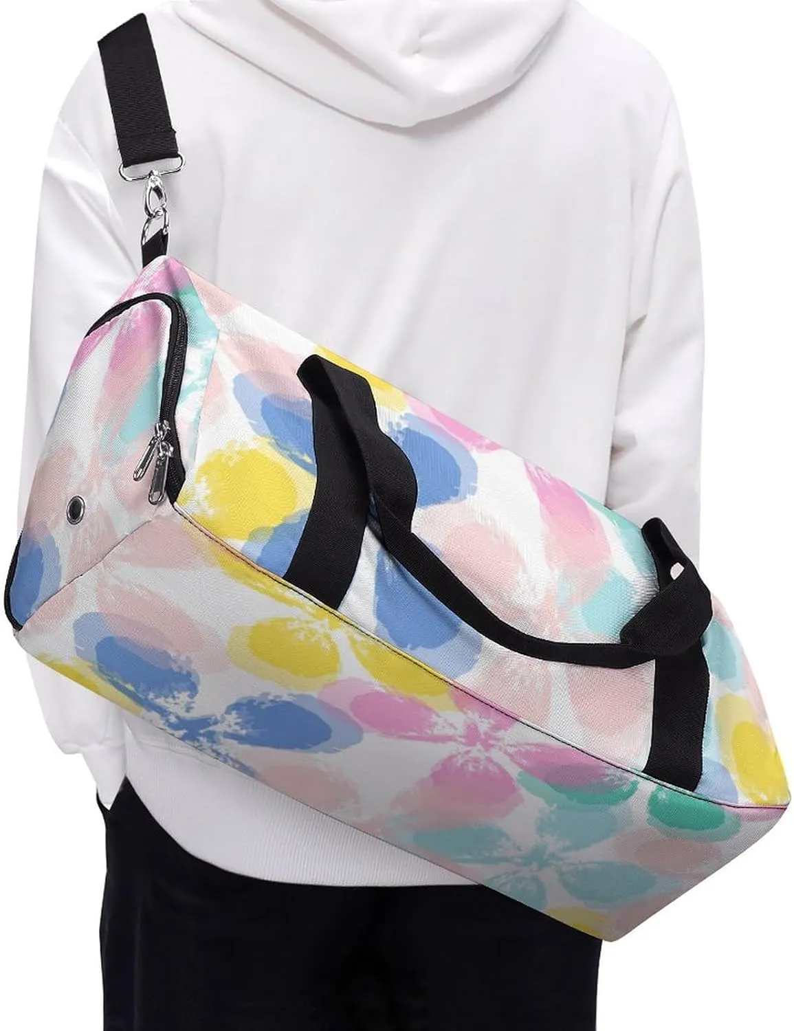 Tie Dye Leaf And Flower Fitness Large Gym Bag for Unisex with Shoe Compartment & Wet Pocket