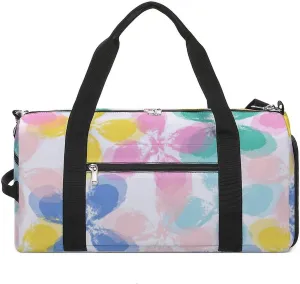 Tie Dye Leaf And Flower Fitness Large Gym Bag for Unisex with Shoe Compartment & Wet Pocket