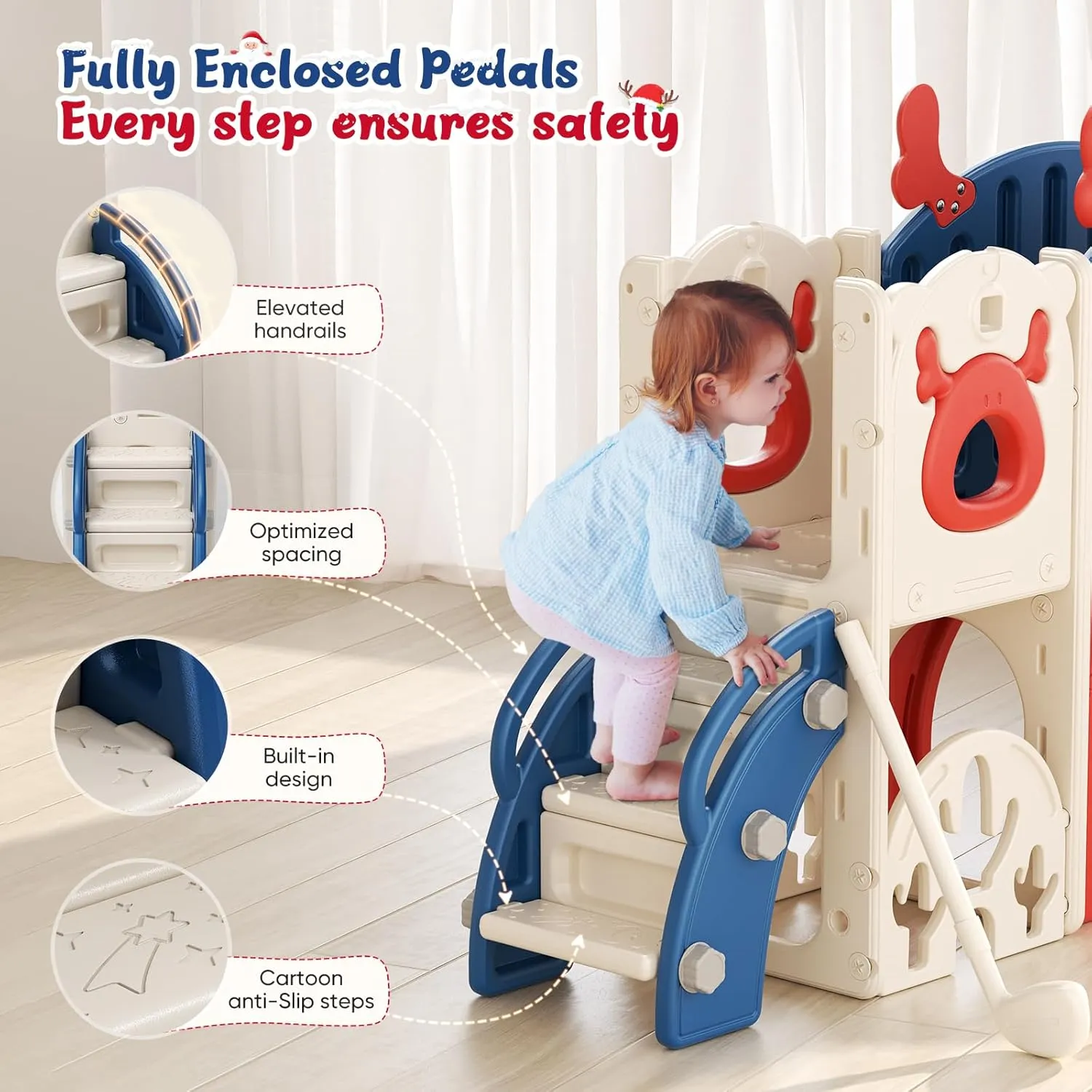 Toddler Slide, 11 in 1 Toddler Playset - Upgrade with Kids Slide, Drawing Board, Golf Set, Basketball Hoop and Storage Space for Age 1-3, Indoor and Outdoor Playground