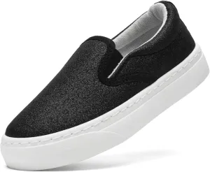 Toddler Sneakers for Girls Boys Low Top Slip On Kids Canvas Casual Shoes Comfortable Walking Sequins Glitter Shoes