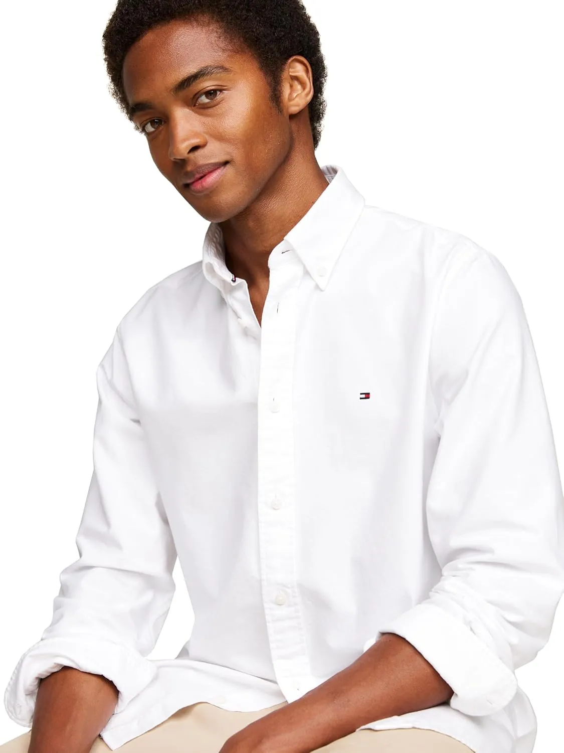 Tommy Hilfiger Long Sleeve Oxford Regular Fit, Men's Button Down Shirts, Also Available in Big and Tall