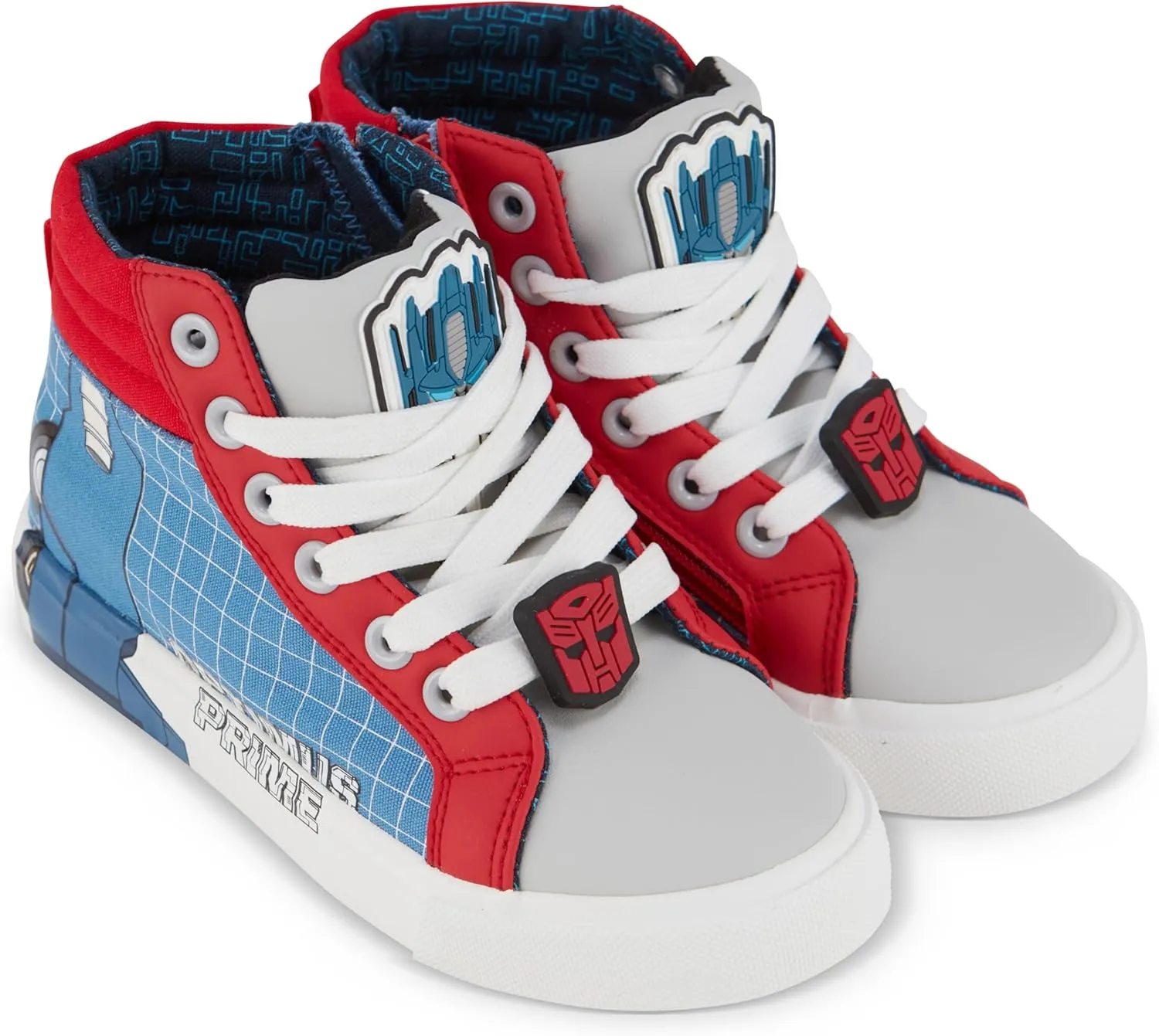 Transformers Boys High Top Sneaker - Optimus Prime Shoes - Optimus Prime, Megatron, Bumblebee Lace Up High Top Sneaker