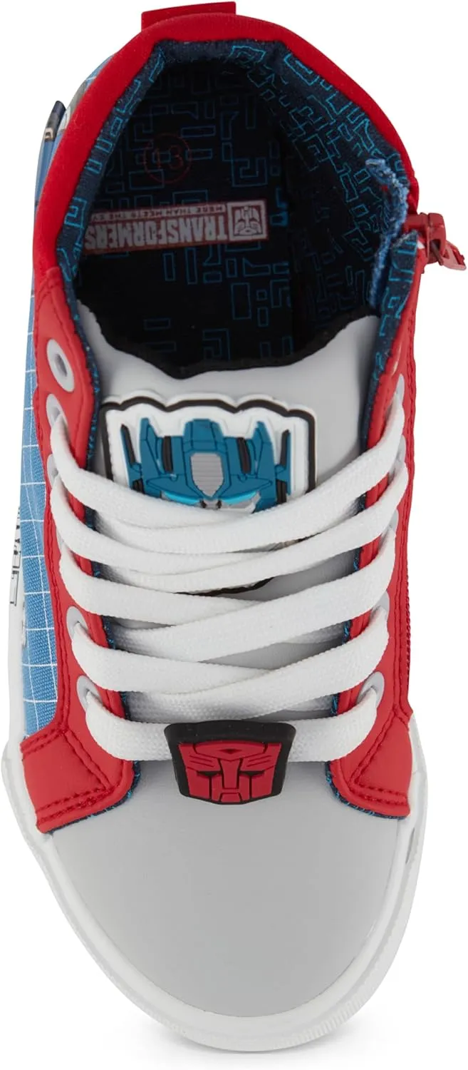 Transformers Boys High Top Sneaker - Optimus Prime Shoes - Optimus Prime, Megatron, Bumblebee Lace Up High Top Sneaker