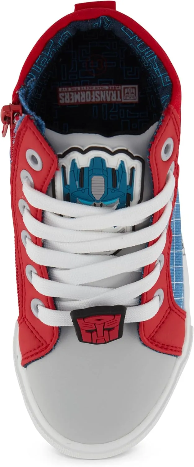 Transformers Boys High Top Sneaker - Optimus Prime Shoes - Optimus Prime, Megatron, Bumblebee Lace Up High Top Sneaker