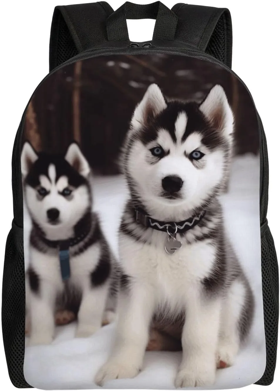 Travel Backpack for Women Men Lightweight 17 inch Laptop Bag Adorable Huskies Backpack Casual Daypack
