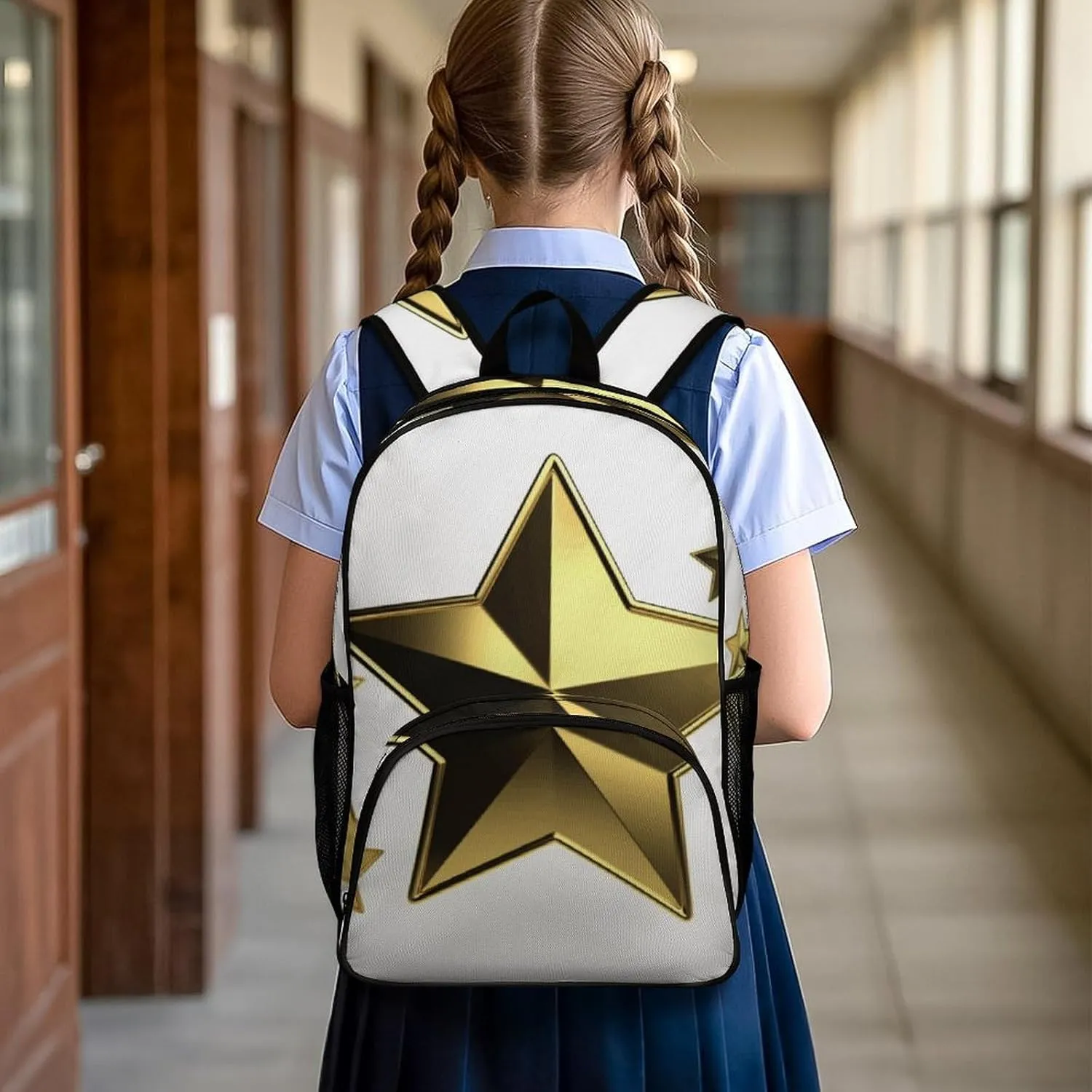 Travel Backpack for Women Men Lightweight 17 Inch Laptop Bag Gold Star Backpack Casual Daypack
