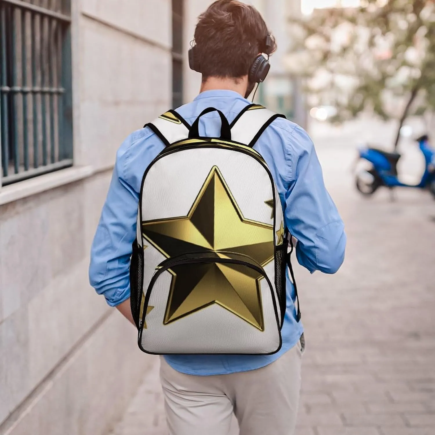 Travel Backpack for Women Men Lightweight 17 Inch Laptop Bag Gold Star Backpack Casual Daypack