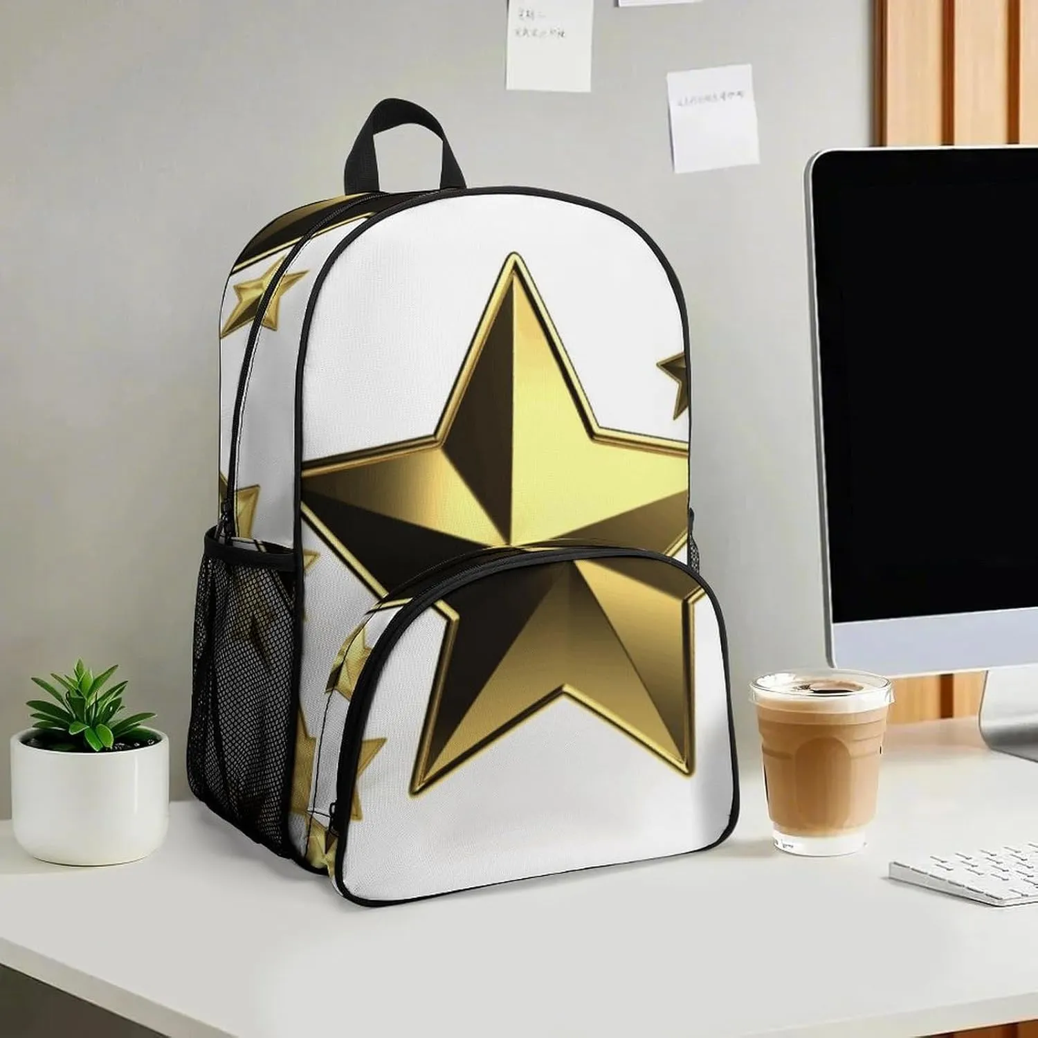 Travel Backpack for Women Men Lightweight 17 Inch Laptop Bag Gold Star Backpack Casual Daypack