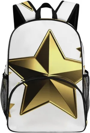 Travel Backpack for Women Men Lightweight 17 Inch Laptop Bag Gold Star Backpack Casual Daypack