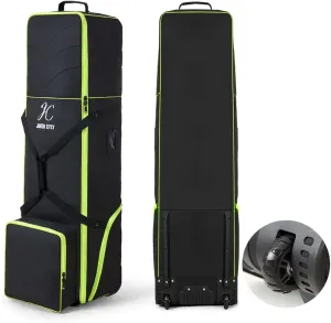 Travel Golf Bag, Golf Bag for Airplane Travel with Wheels, Padded Around Top with Large Shoe Pockets Golf Club Travel Bag 900D Heavy Duty Oxford Wear Resistant Foldable Soft Sided, Black