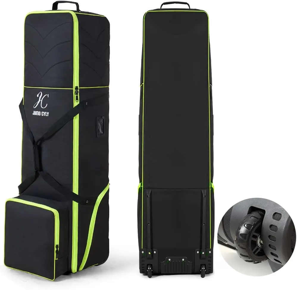 Travel Golf Bag, Golf Bag for Airplane Travel with Wheels, Padded Around Top with Large Shoe Pockets Golf Club Travel Bag 900D Heavy Duty Oxford Wear Resistant Foldable Soft Sided, Black