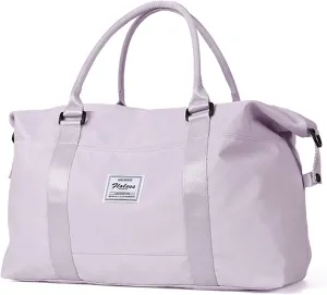 Travel Gym Bag for Women, LANBX Tote Bag Carry on Luggage Sport Duffle Weekender Overnight Bags with Wet Pocket (Light Purple)