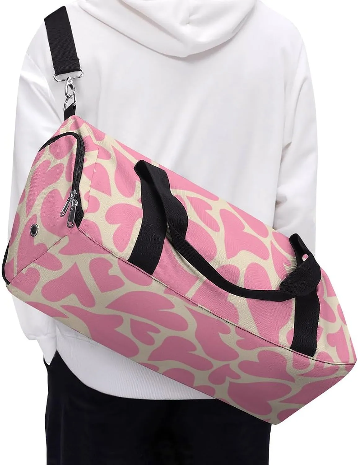 Trippy Psychedelic Hearts Fitness Large Gym Bag for Unisex with Shoe Compartment & Wet Pocket