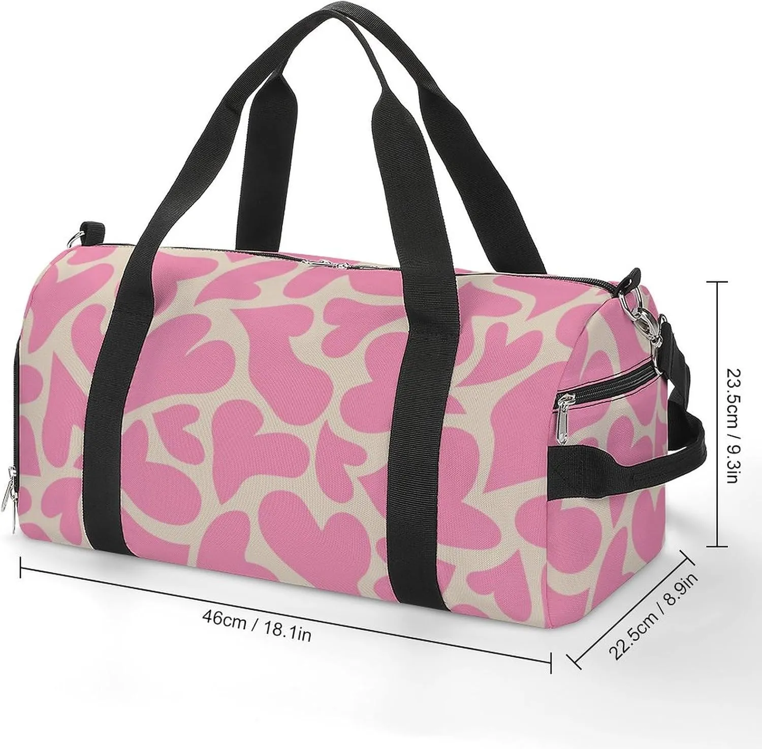 Trippy Psychedelic Hearts Fitness Large Gym Bag for Unisex with Shoe Compartment & Wet Pocket
