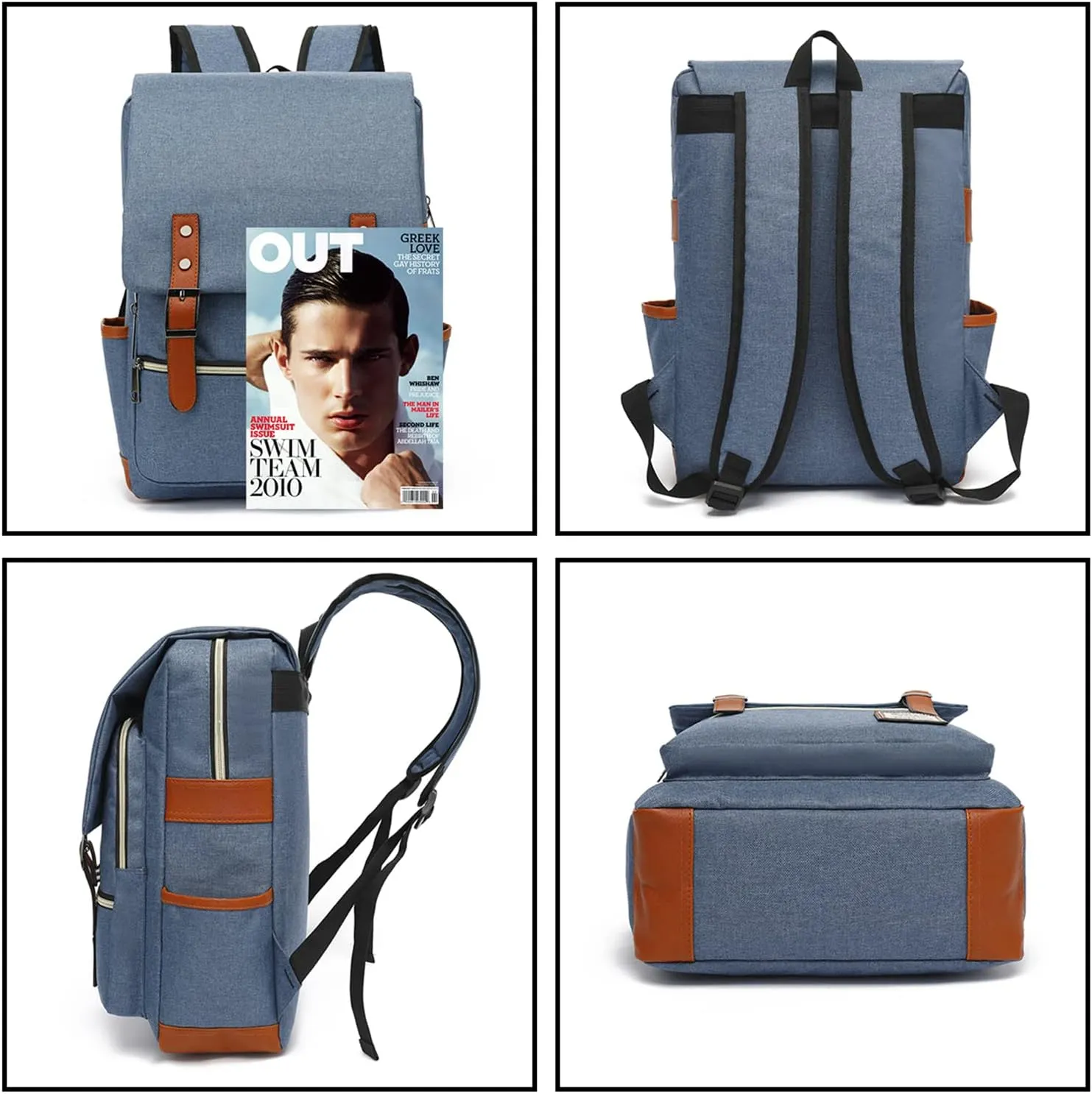 UGRACE Slim Business Laptop Backpack Casual Daypacks College Shoulder Bag for Men Women, Tear Resistant Unique Travelling Backpack Fits up to 15.6 Inch Laptop in Blue