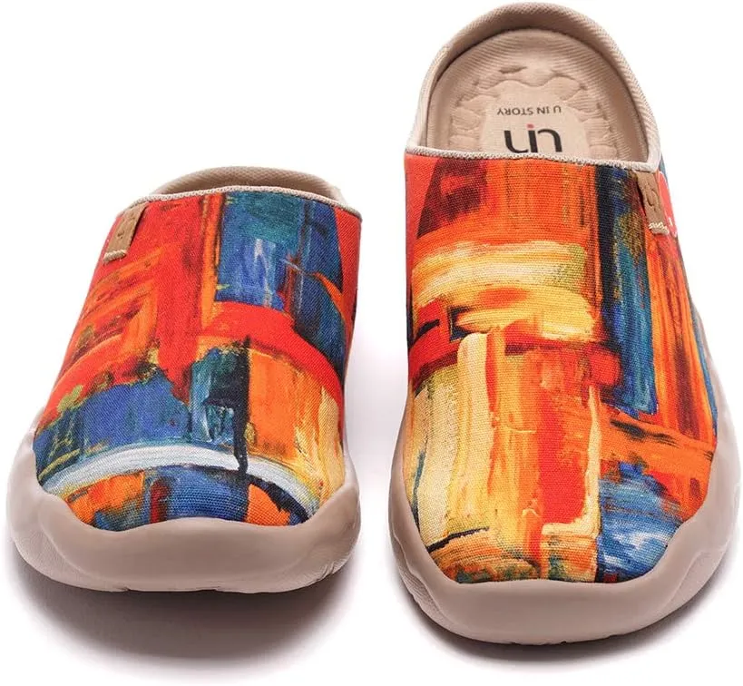UIN Men's Painted Slipper Lightweight Comfort Mules Walking Casual Household Slip Ons Art Travel Shoes Malaga
