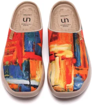 UIN Men's Painted Slipper Lightweight Comfort Mules Walking Casual Household Slip Ons Art Travel Shoes Malaga