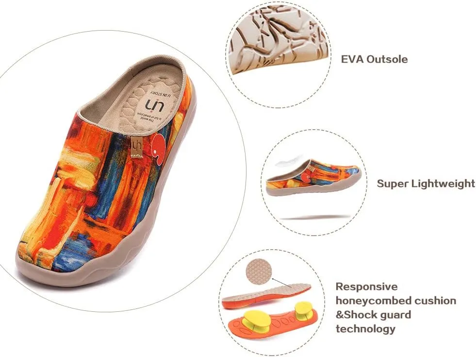 UIN Men's Painted Slipper Lightweight Comfort Mules Walking Casual Household Slip Ons Art Travel Shoes Malaga