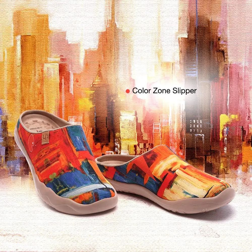 UIN Men's Painted Slipper Lightweight Comfort Mules Walking Casual Household Slip Ons Art Travel Shoes Malaga