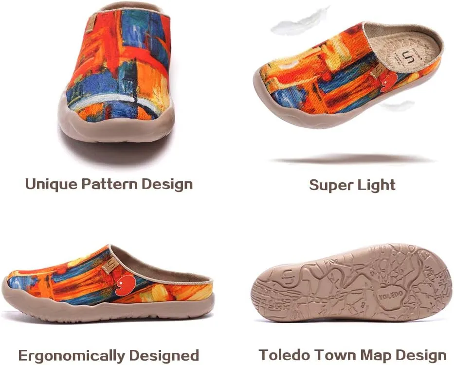 UIN Men's Painted Slipper Lightweight Comfort Mules Walking Casual Household Slip Ons Art Travel Shoes Malaga