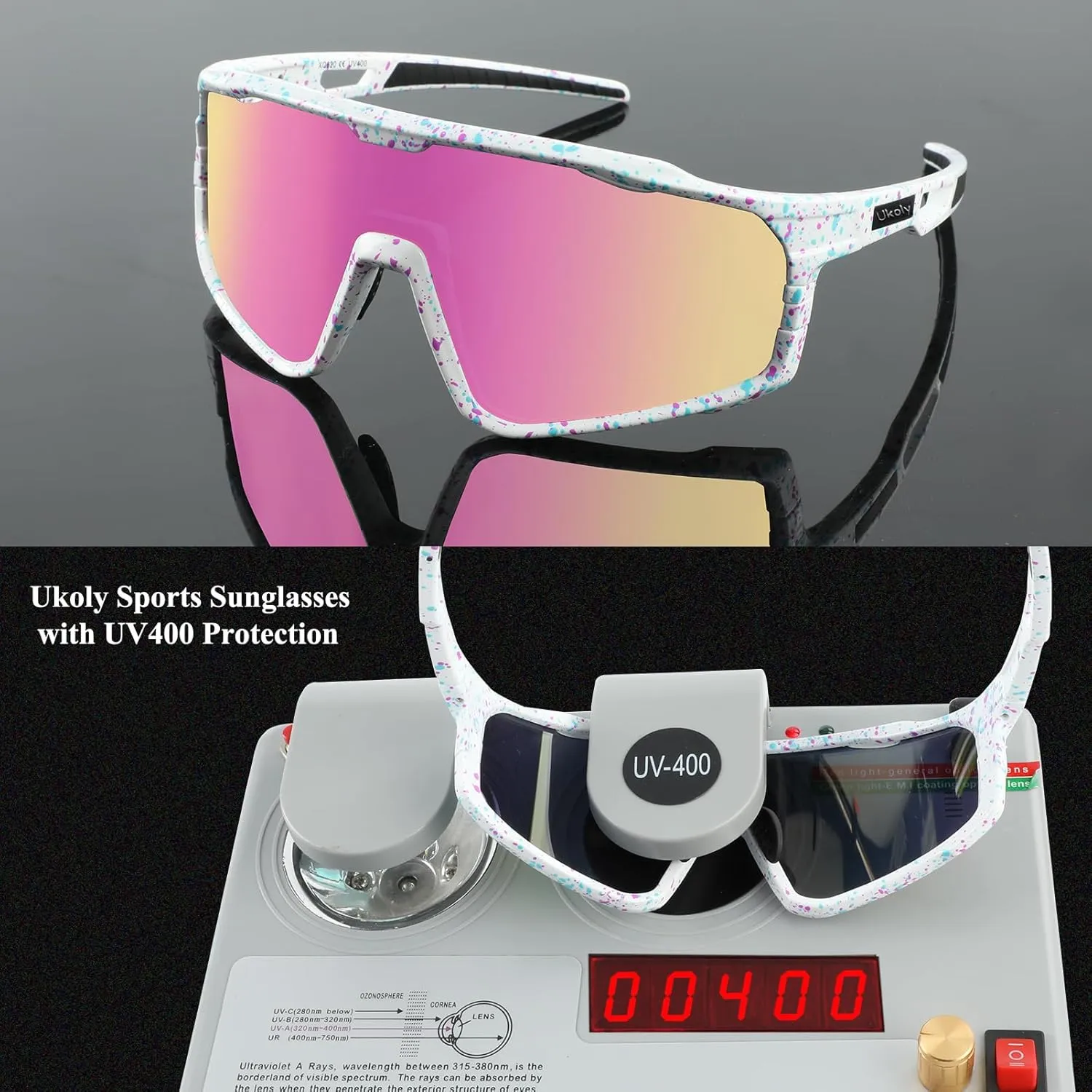 Ukoly Baseball/Running Sunglasses Cycling Glasses For Men Women,Sport Sunglasses HD Lens UV400 Protection TR90 Frame 620